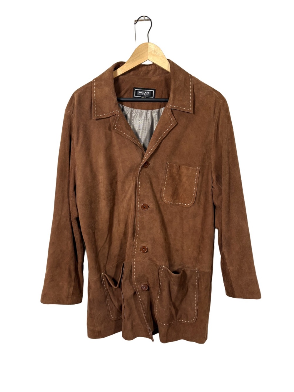 Missani Le Collezioni Brown Suede Leather Jacket Blazer Coat M